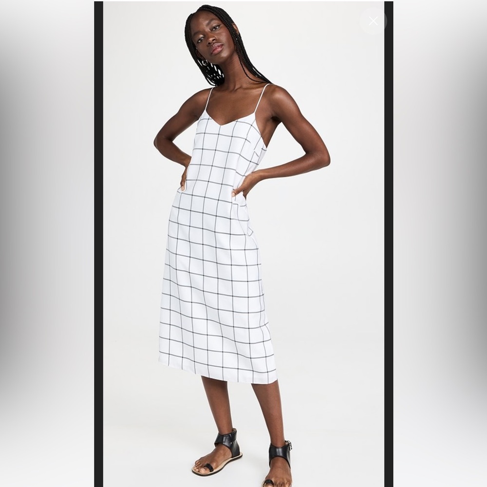 Tibi Windowpane Techy Twill Slip Dress